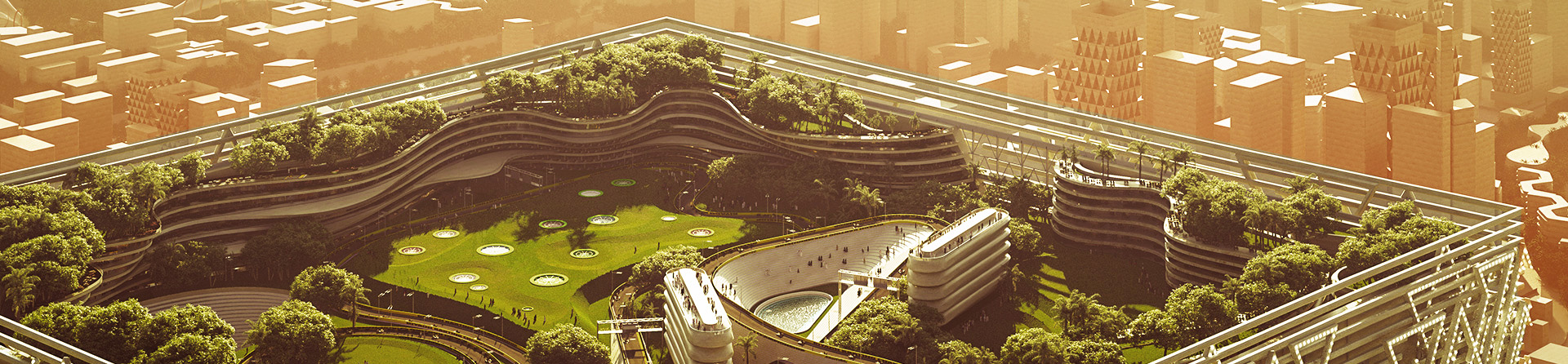  منظر جوي للمبنى مع سطح مغطى بالخضرة