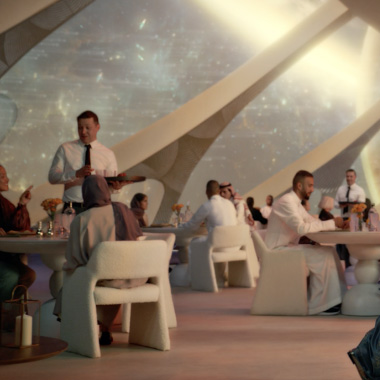 منطقة مطعم بإطلالة رقمية.