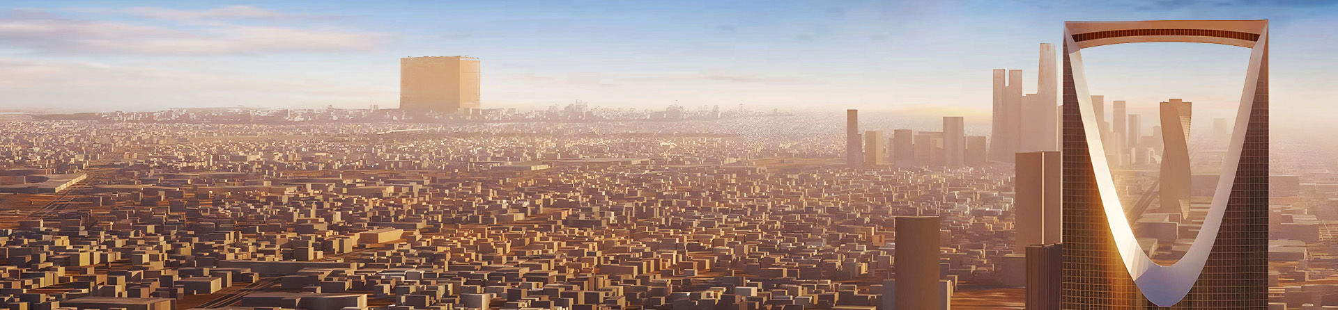  Aerial view of New Murabba with cityscape and prominent Center Point skyscraper