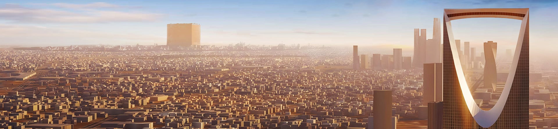  Aerial view of New Murabba with cityscape and prominent Center Point skyscraper